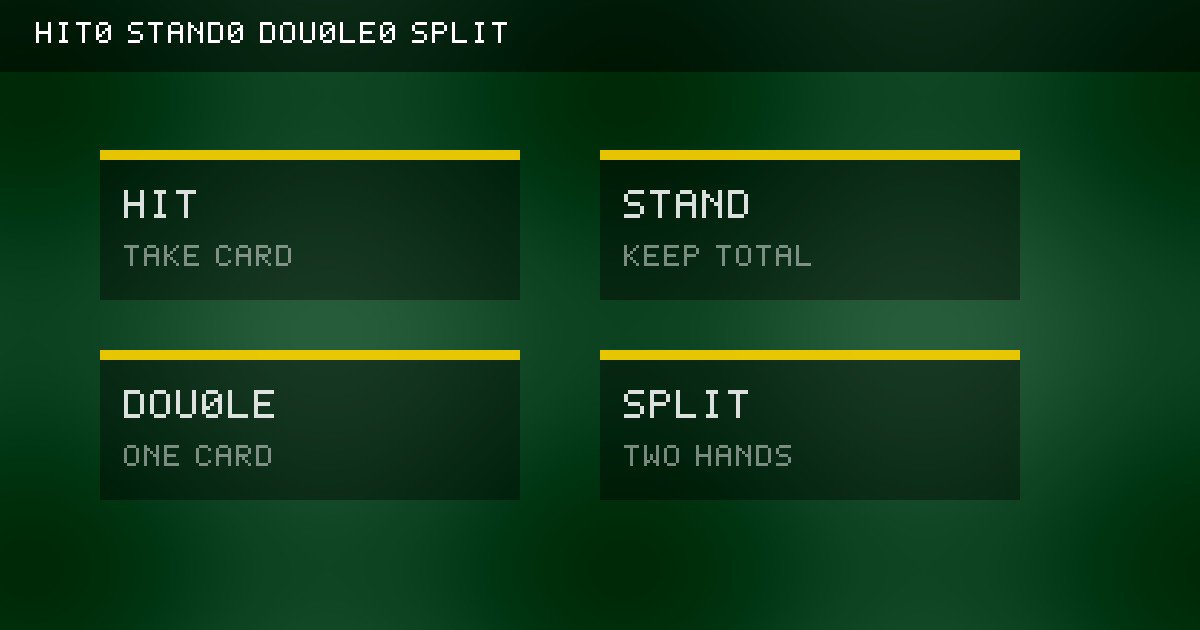 Original four-button blackjack trainer diagram for hit, stand, double, and split.