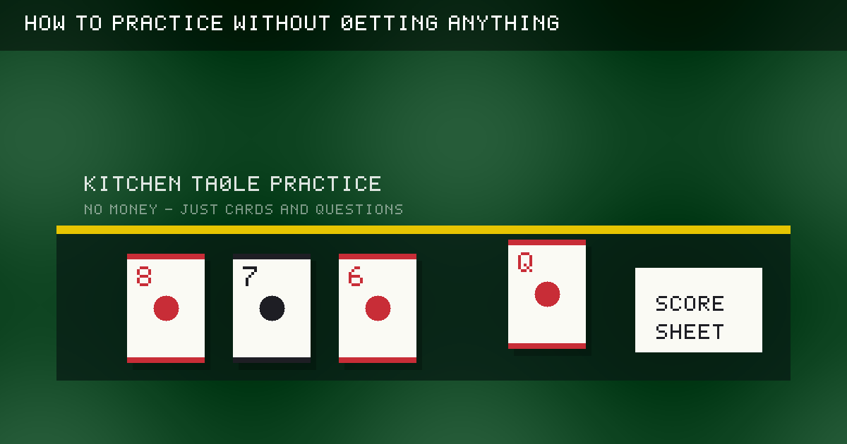 Original no-money blackjack practice setup with cards and a score sheet.
