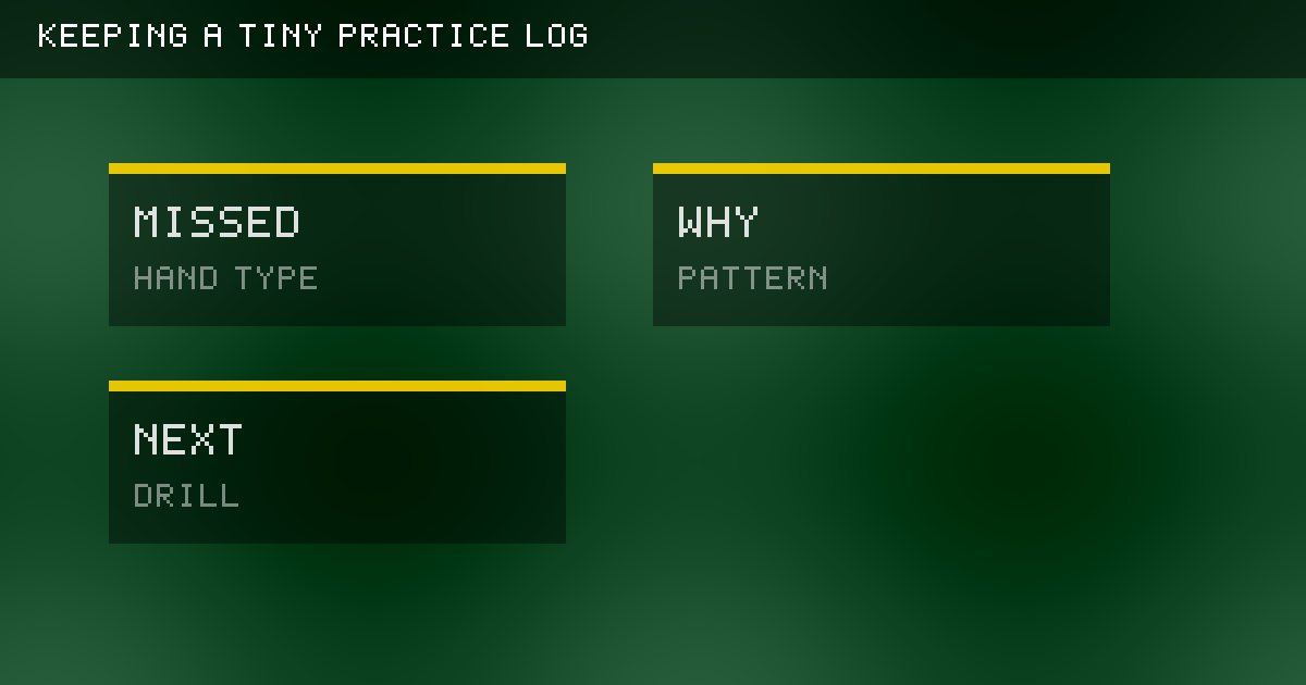 Original tiny practice log illustration with three compact columns.